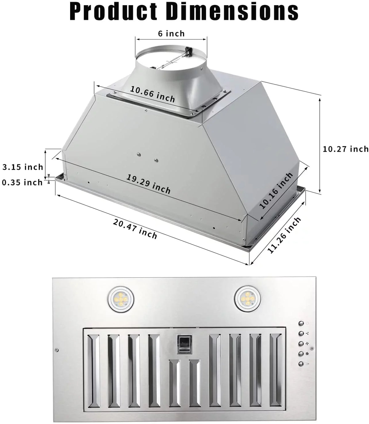 Cfm Built Integrated Range Vent Range Cabinet in 20 Hood Non-Ducted 600 Hood 3-Speed inch