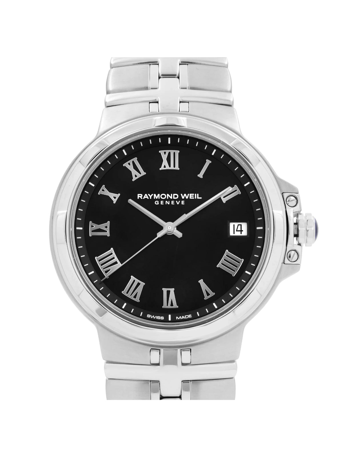 Watch 5580-ST-00208 Raymond Parsifal Quartz Stainless Black Dial Mens Steel Weil