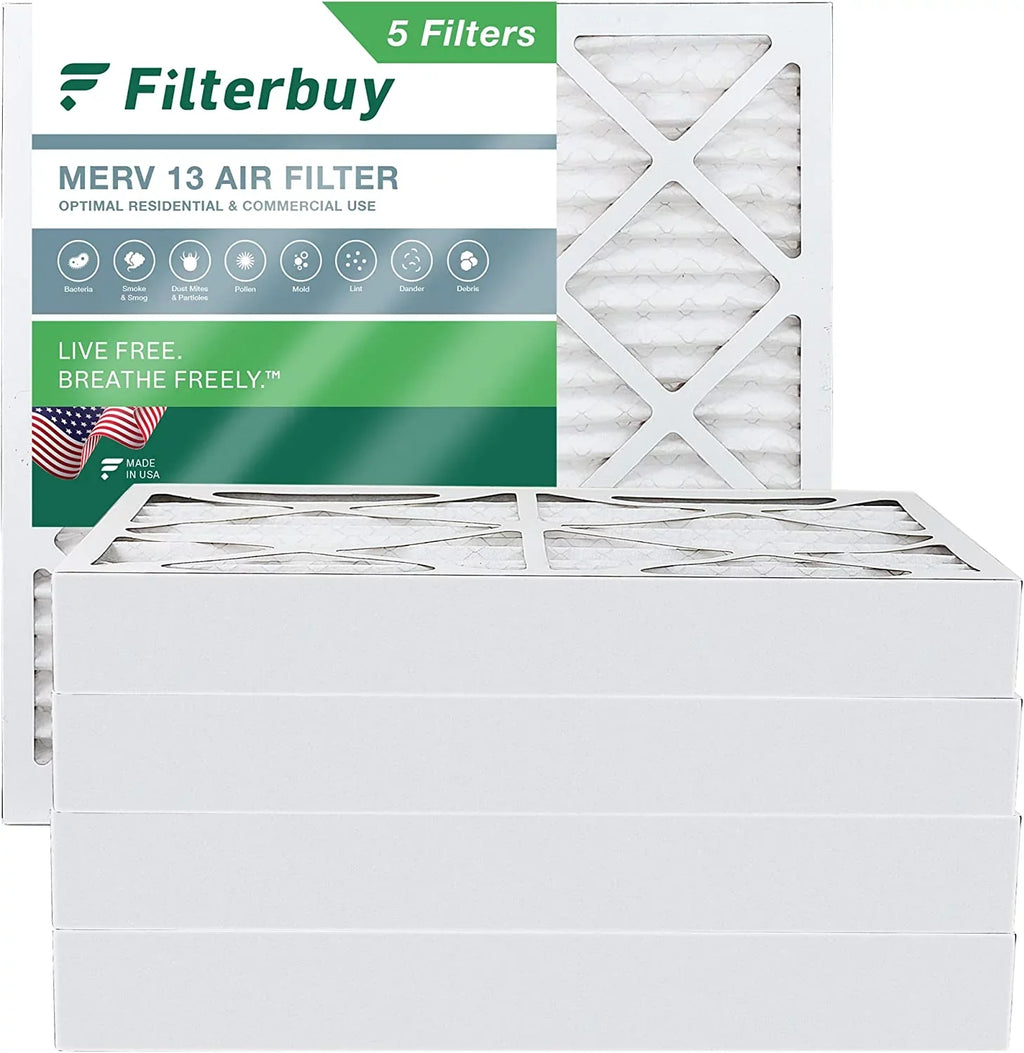 AC Filterbuy 13 Furnace Air Pleated 20x20x4 MERV (5-Pack) HVAC Filters