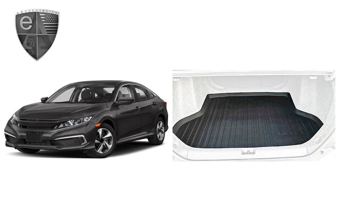 to Raised for Mats EA Liner Honda for – – EACCESSORIES – Mat with Trunk Rubber 2016-2021 Mat Cars Install – Easy – Design Trunk Laser Sedan Civic Weather-Resistant Lip Pre-Cut Trunk Cargo Car Non-Slip