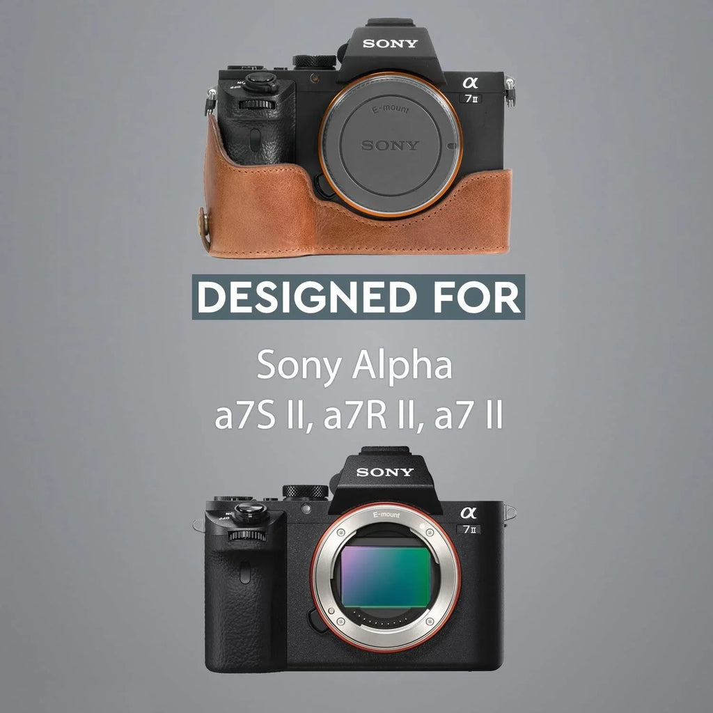 A7 A7R Dark II, II Sony MegaGear II, A7S - Brown Alpha Camera Strap Case and Half Genuine MG1130 Leather