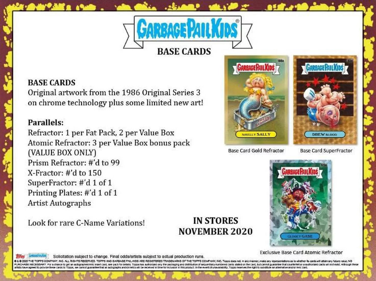 Pack Box- Packs Garbage 5 2020 Blaster Kids Topps Chrome 1 Bonus + Pail