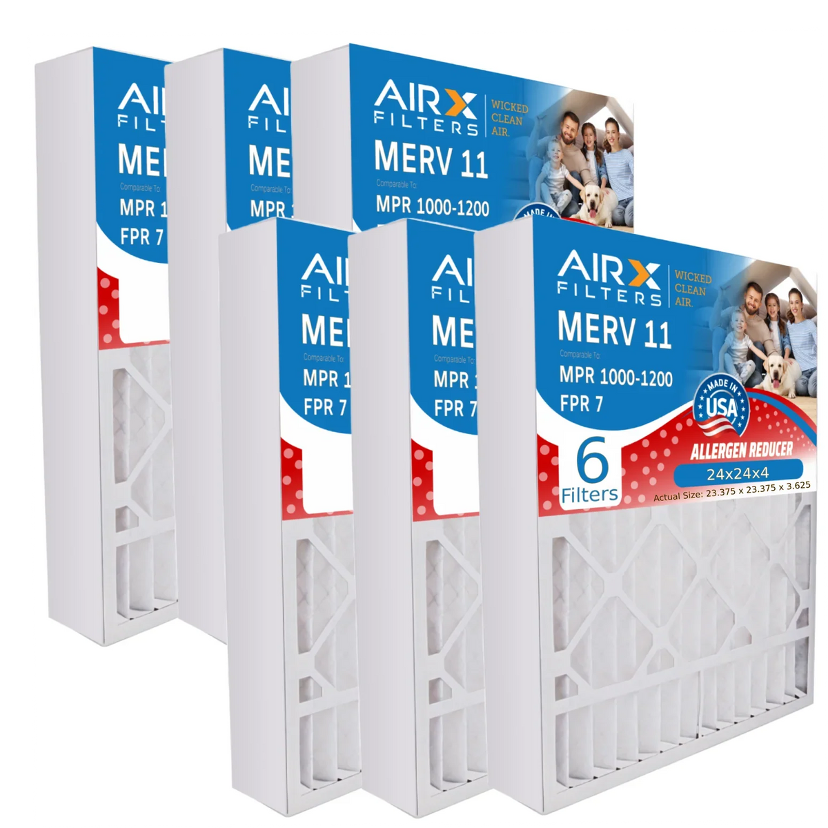 Made Pack AC Premium 1500 AIR. 2200 Air Filter USA FPR Air FILTERS by - Pleated 24x24x4 WICKED to MPR Electrostatic 9 HVAC 6 MERV 13 & Furnace 24x24x4 Conditioner Comparable CLEAN AIRX Filter Filters