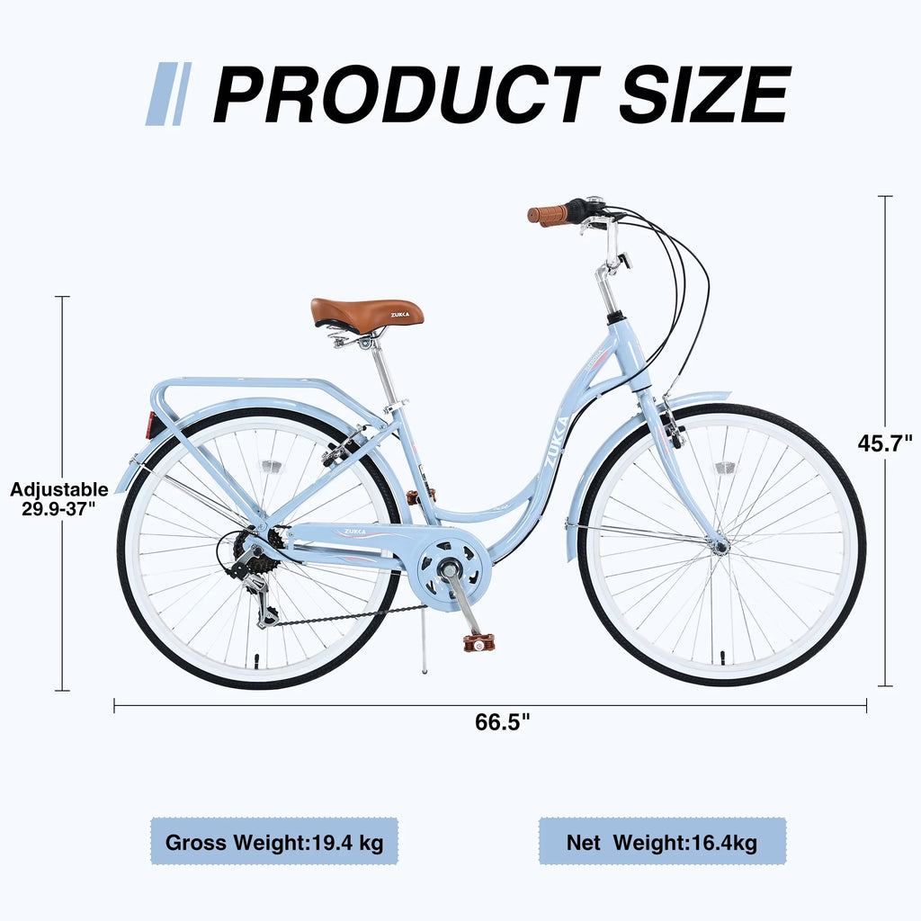 7-Speed for Bike Blue Adult 26" Women,