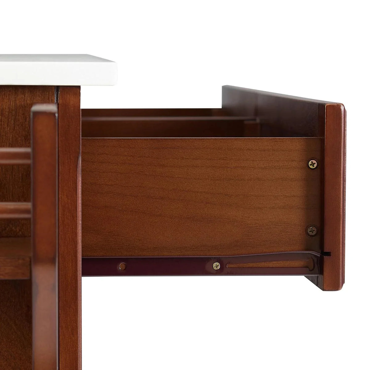 HomeStock Mahogany/White Full Beauty Kitchen Beachy Size Top Island/Cart Stone