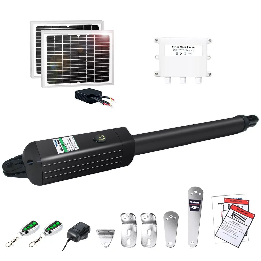 Motor Single for Solar Single with Kit Up A5S 16ft, Remote Duty Opener Gates Automatic Compatible TOPENS Gate Operator Medium Powered Control to Battery Swing Swing Gate Gate
