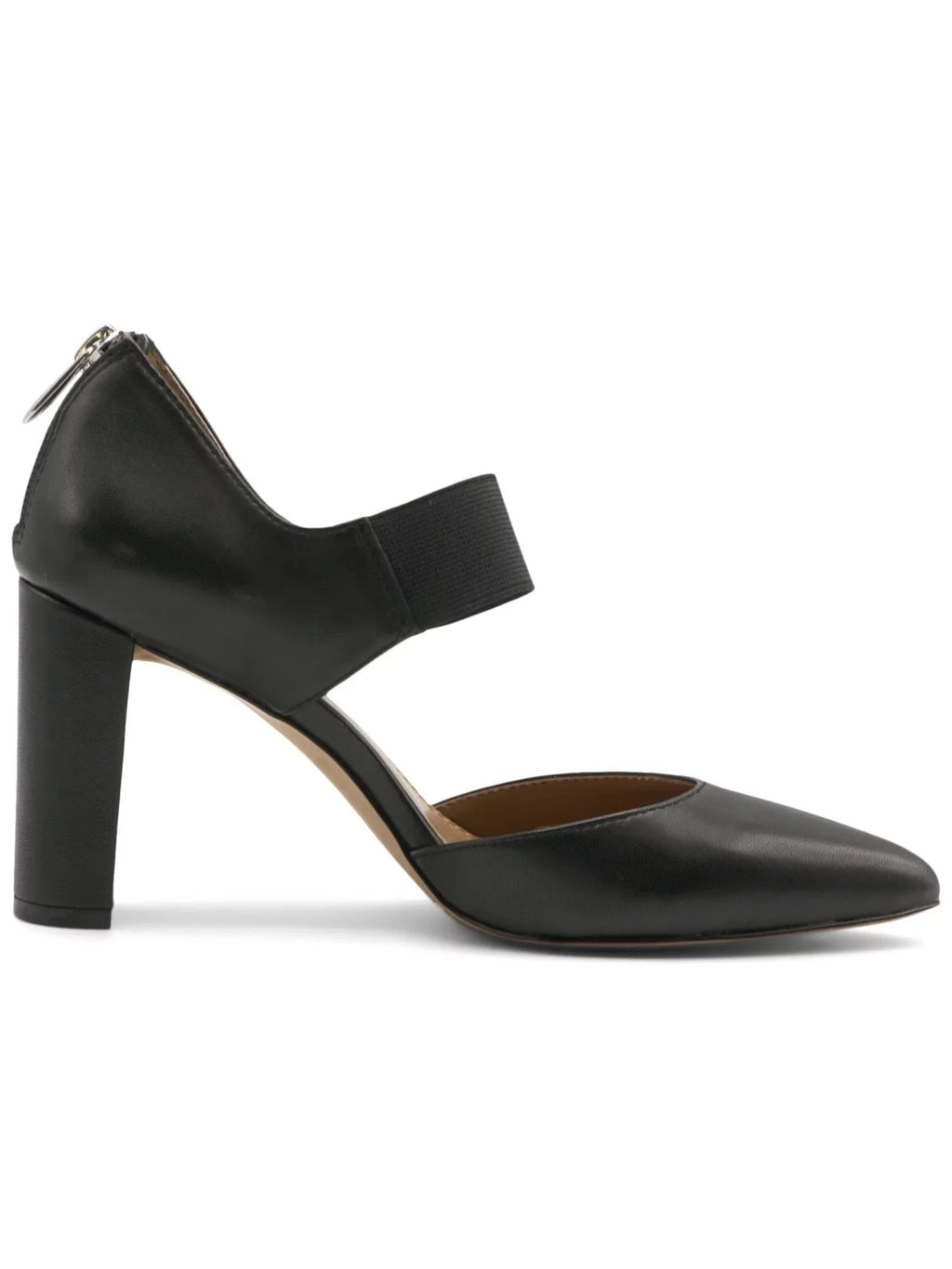 Womens Leather Pumps Toe Block VITTADINI Mary Stretch Norst 7 Zip-Up Heel Black Padded Shoes Dress ADRIENNE Jane M Pointed