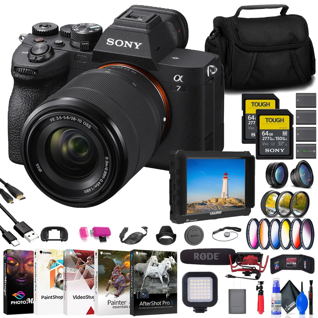 28-70mm Lens 4K Mirrorless IV Sony with More + Camera a7 + Monitor