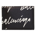 Black Logo Scribble Cash Wallet 625819 Money Clip Balenciaga Leather