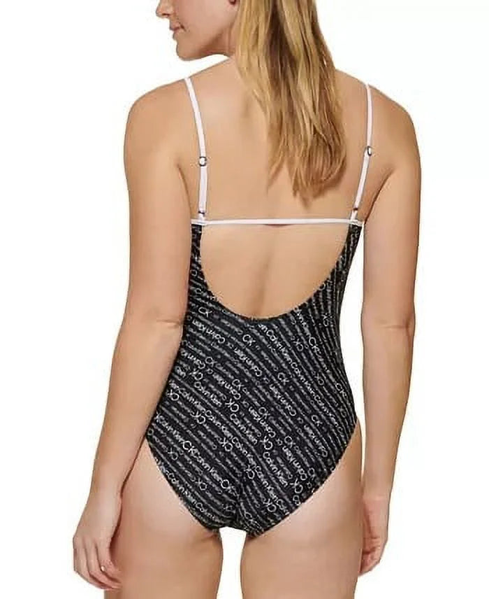 MULTI BLACK Calvin Logo Lingerie US X-Large Klein One-Piece Swimsuit,