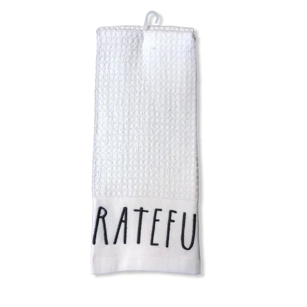 of Dunn Rae Towels BLESSED GRATEFUL 2 White Christmas Set Kitchen -