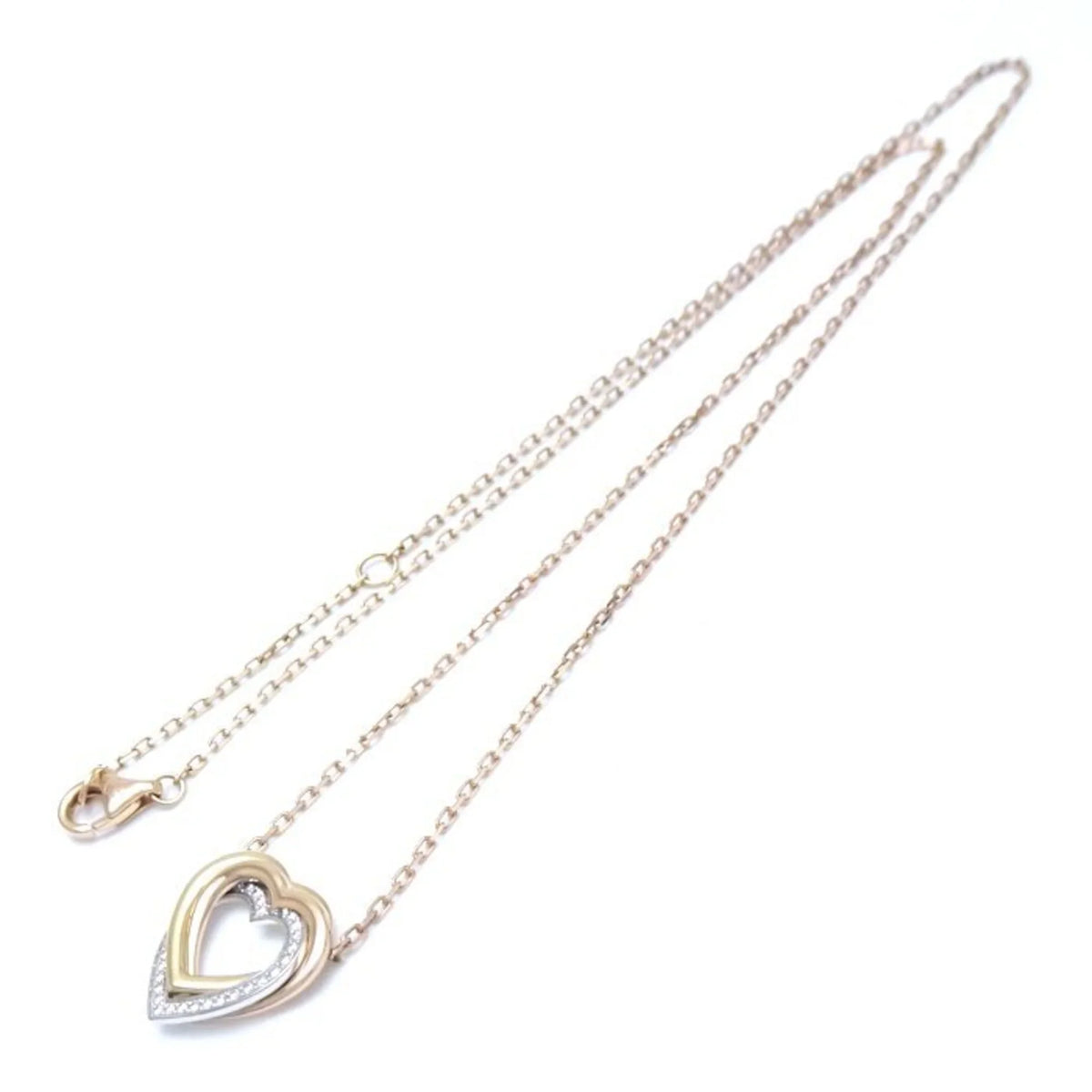 Diamond 291637 Trinity Necklace New) Pre-Owned K18 Gold Heart Three-Color CARTIER (Like B7061200