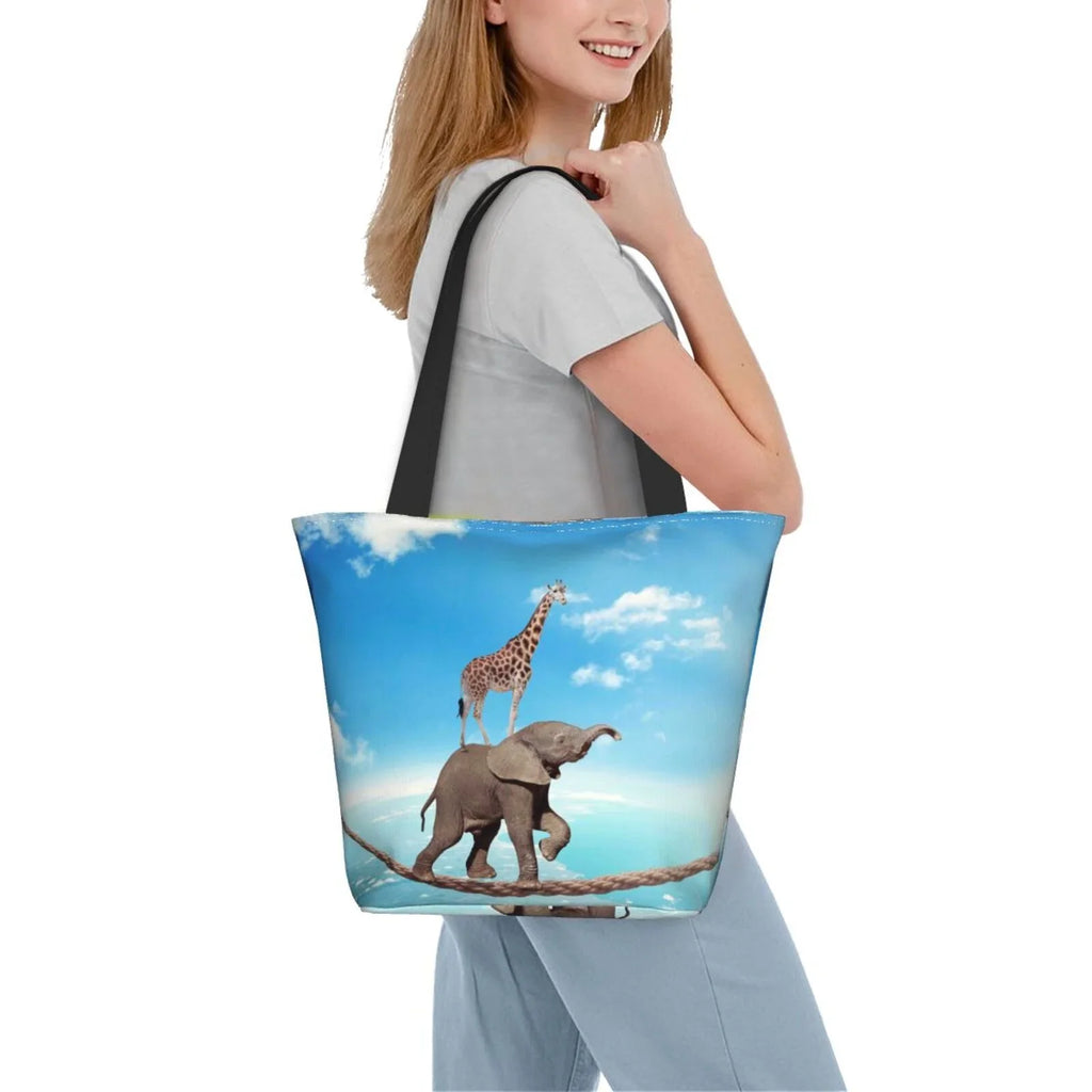 Rope Large Bag Elephant Overcomes On Bag,Shoulder High Bag Hobos Shopping Handbags Giraffe Walking Tote Lukts Capacity Women'S By Fear