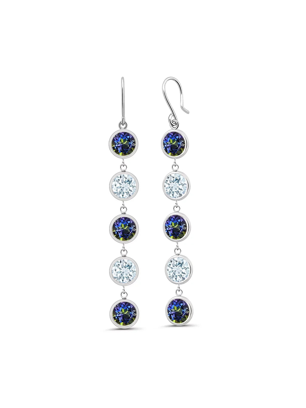 Topaz 925 Blue Stone King Round Ct Gem Sterling Sky Mystic Earrings Blue 9.00 Silver Aquamarine