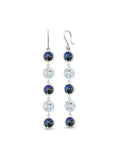 Topaz 925 Blue Stone King Round Ct Gem Sterling Sky Mystic Earrings Blue 9.00 Silver Aquamarine