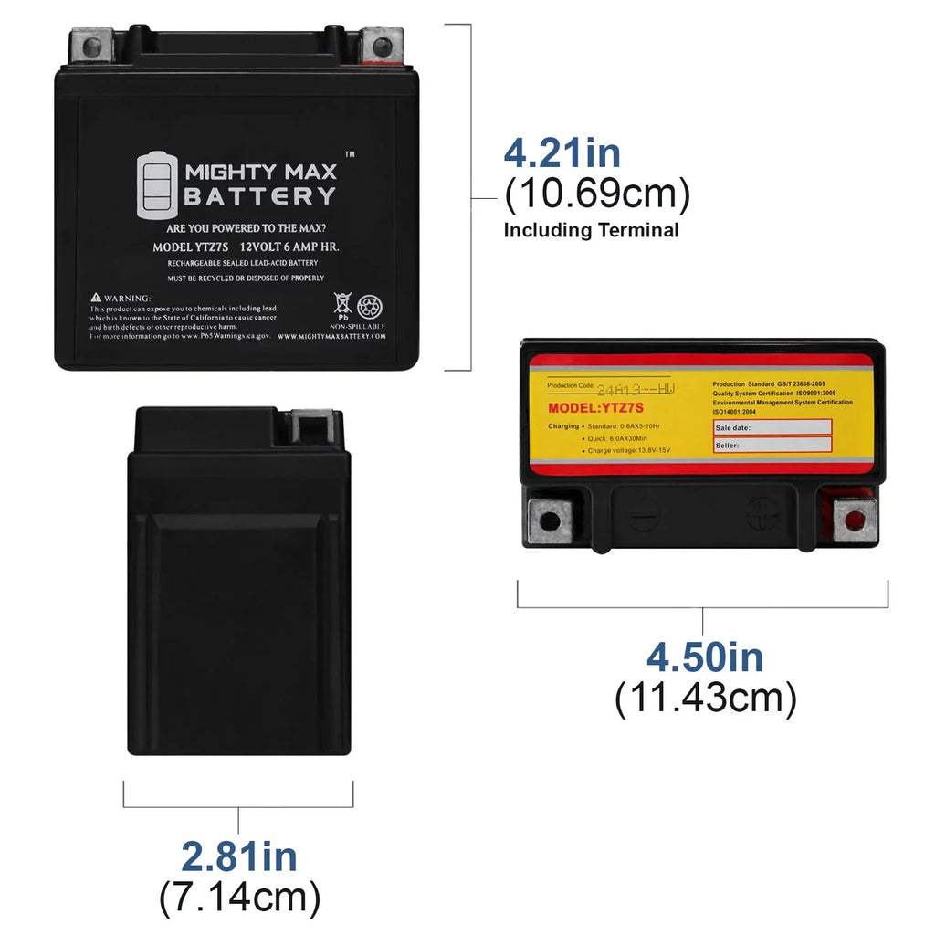 Battery + YTZ7S with 12V 505 SX 6AH ATV KTM 12V compatible Charger Replacement 2008-2012 1Amp
