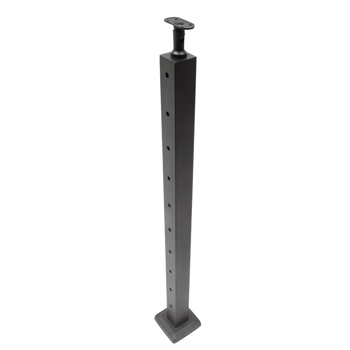 Top Post Line drilled Steel Level Post Level Top 36"x2"x2" Deck Post Cable Black Adjustable Mount Concrete Wood Finish Railing Level Stainless