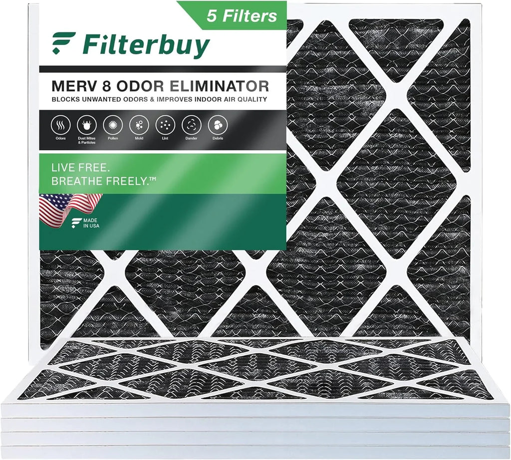 HVAC Pleated (5-Pack) AC Furnace MERV 20x24x1 Air 8 Activated with Filterbuy Filters Eliminator Carbon Odor
