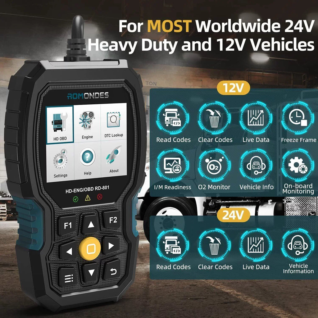 Tools RD801 Scanner Heavy Reset OBD2 Diagnostic Code Oil Duty Truck Reader Romondes Diesel Scanner Truck DPF