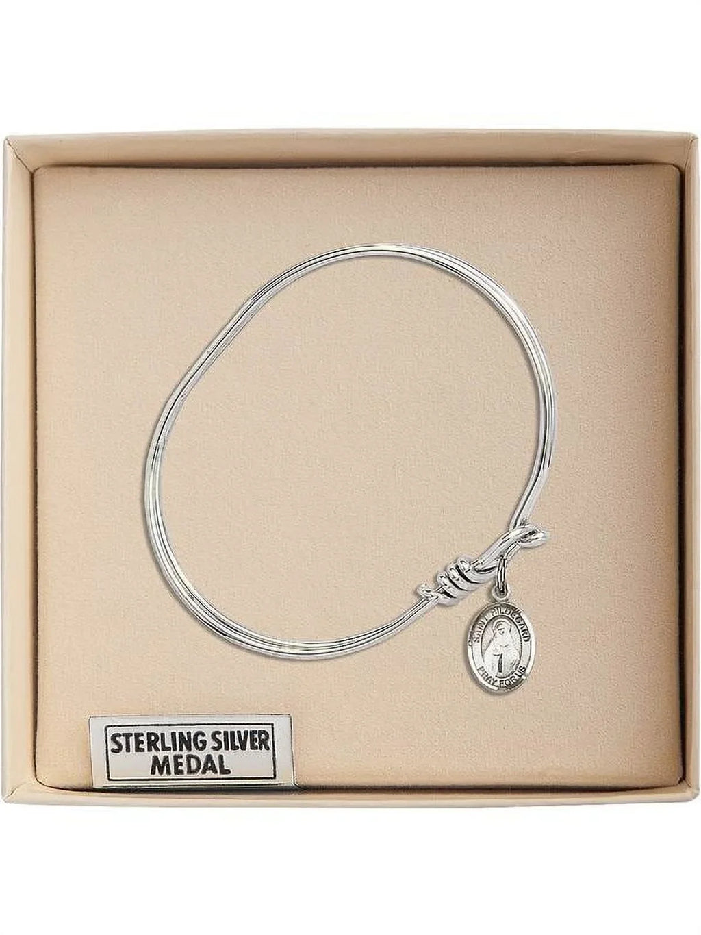 St. Bangle 3/4 Silver Oval Hildegard 5 inch in Hook Eye Sterling w/ von Bingen Bracelet