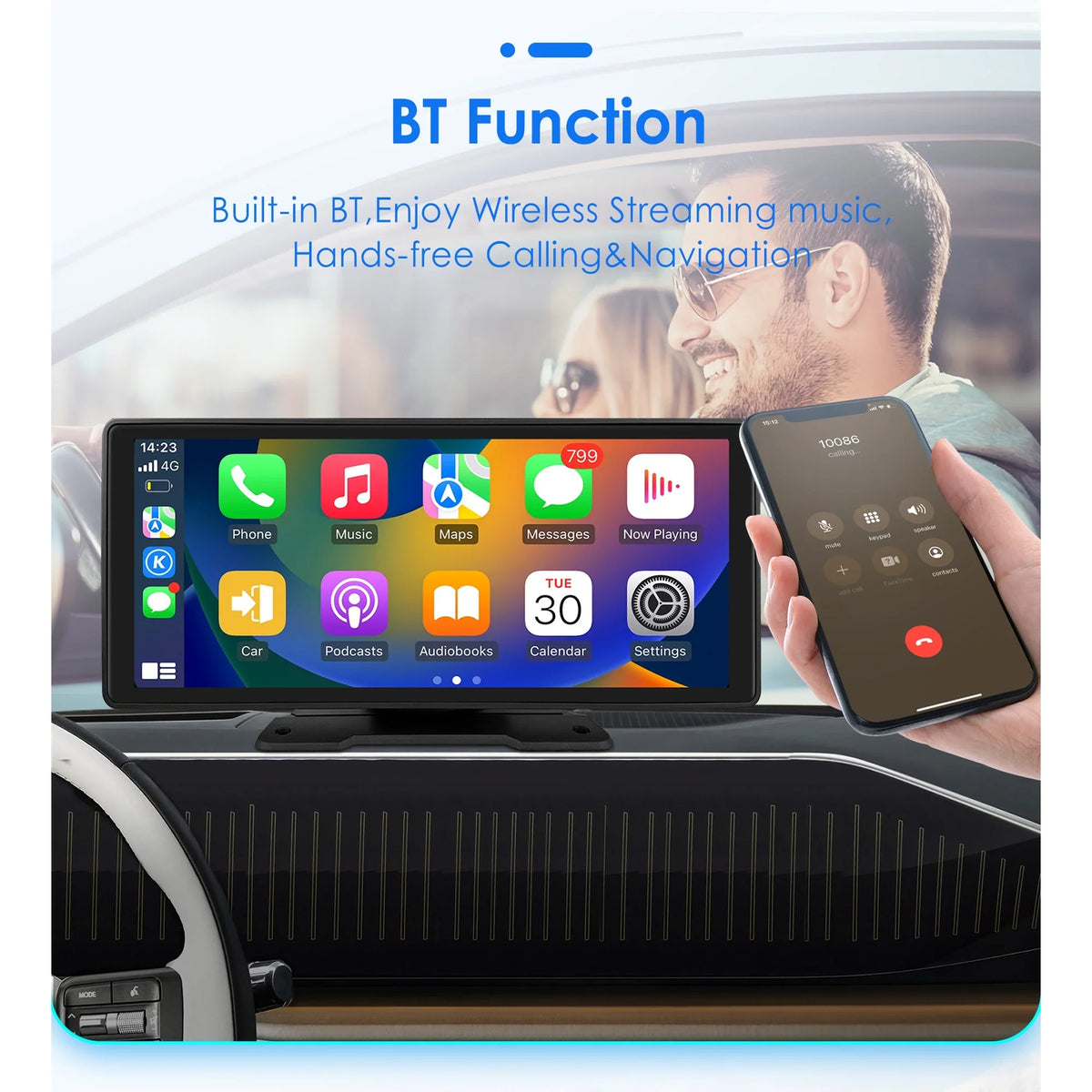 Head Android Adjustable Mirror Bluetooth FM Player GPS 10.26" Carplay Stereo 360° Auto Unit Radio Car Link Navigation Touchscreen
