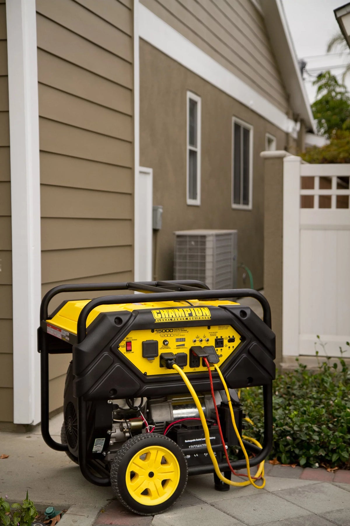 Portable with Champion Hook Equipment Watts Lift 15,000/12,000 Power Start Electric Generator and
