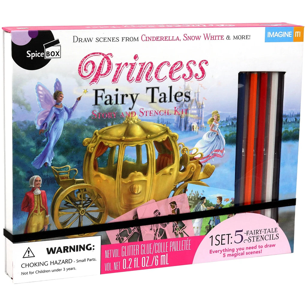 Kit Kits 5 Princess Scenes Stories, To Spicebox Activity Imagine And Kids It Art Recreate, For Stencil Fairytale Art Drawing Children's Stencil