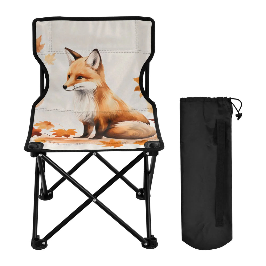 with for Outdoor Chair Beach Leaves Small Chair Bag Chair Carry Portable Folding Lawn Chair Camping Kids Autumn Fishing Fox with