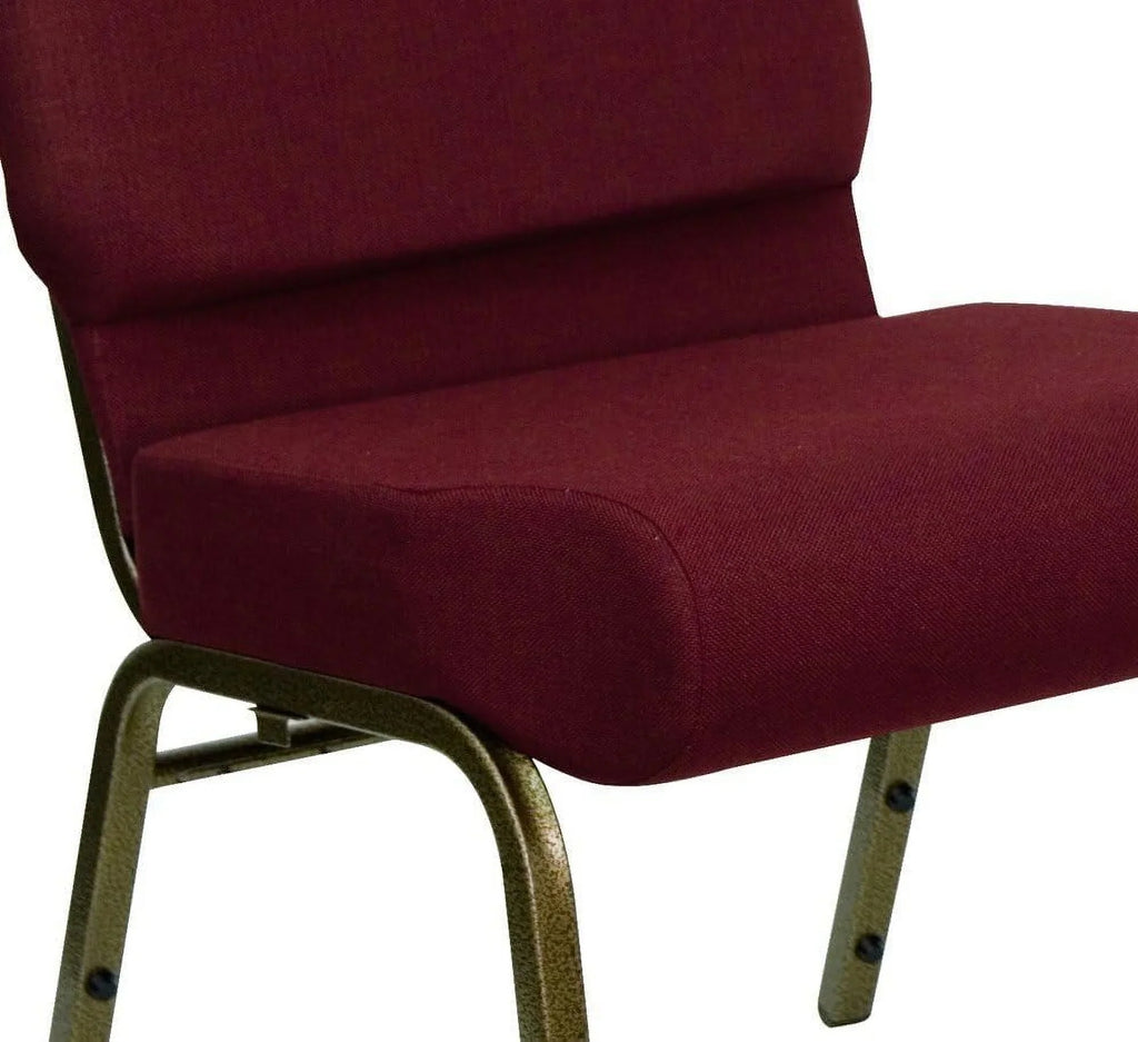 Vein In 21''W Burgundy Fabric - HERCULES Series Church Chair Stacking Frame
