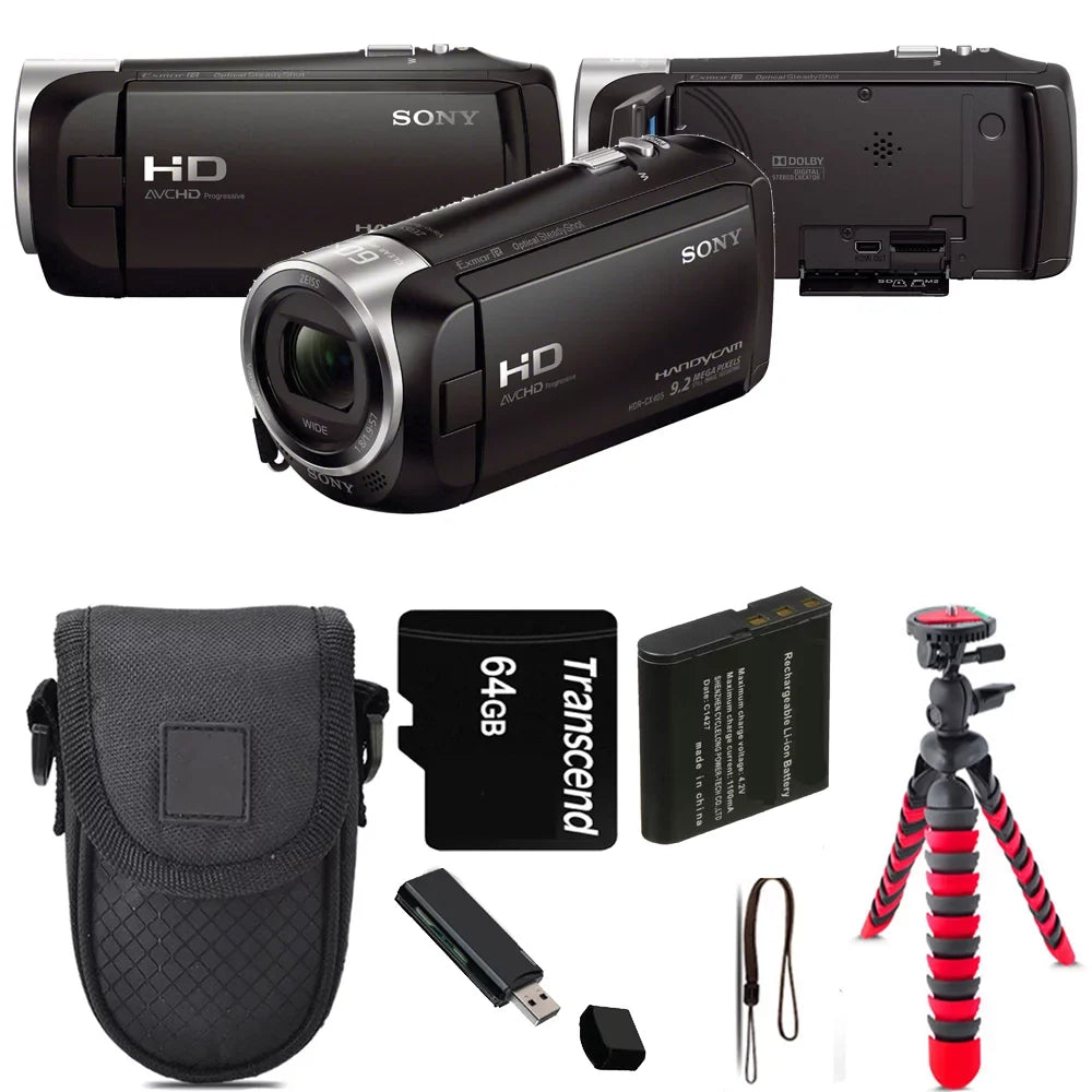 64GB + + Sony Kit Tripod Handycam HDR-CX405 - HD Case