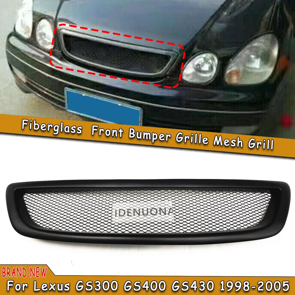 Bumper Lexus Matte GS430 GS400 Fiberglass Grill Front Black GS300 Mesh For 1998-2005