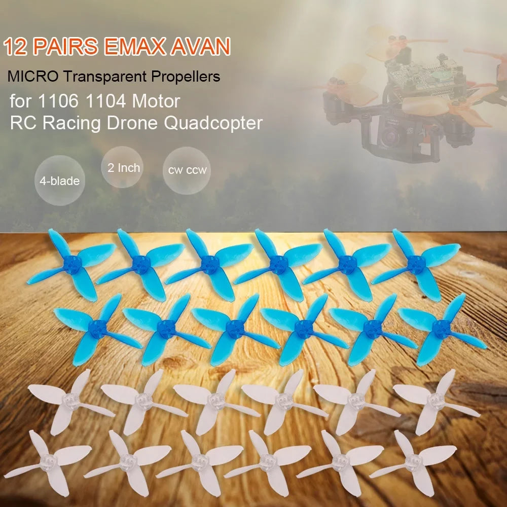 Transparent Motor 2 Micro CW Pairs RC CCW Drone 1104 4-blade for EMAX Racing Inch AVAN Propellers 1106 12