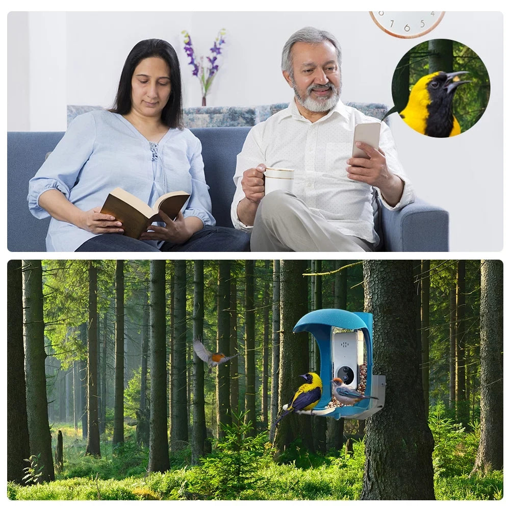 Notification, Recognition App Battery , Wild Feeder Camera, Feeder, Bird Automatic Bird House+ with Outdoor Smart Bird AI Bird Sensing, Rechargeable