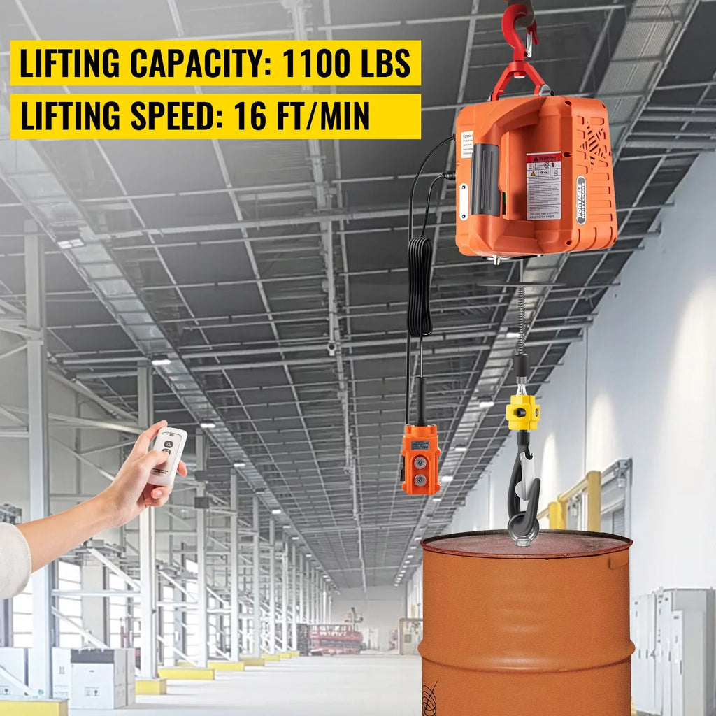 Hoist 25ft Remote 3-in-1 Crane Portable Electric BENTISM w/ Winch Control 1100lbs
