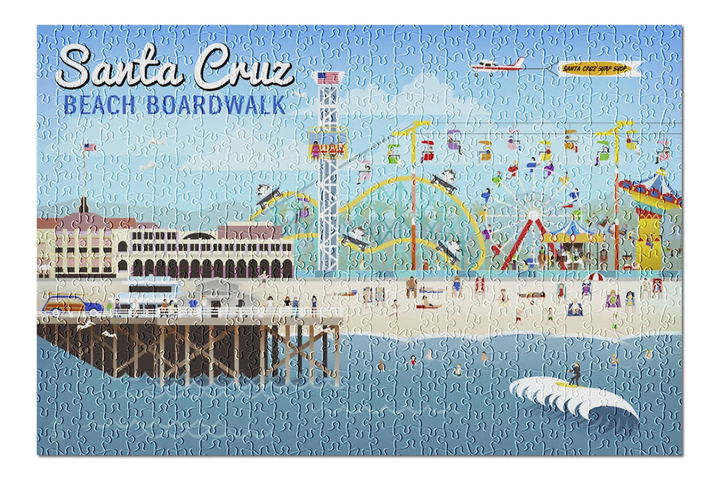 Santa Piece Retro USA) (19x27 for Premium inches, Cruz, in Made Adults California, Puzzle Scene 500 Family, and Jigsaw