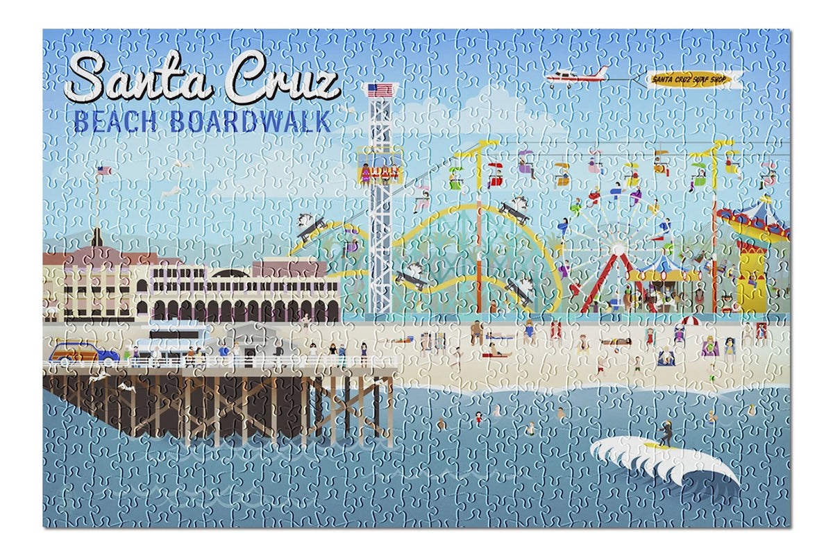 Santa Piece Retro USA) (19x27 for Premium inches, Cruz, in Made Adults California, Puzzle Scene 500 Family, and Jigsaw