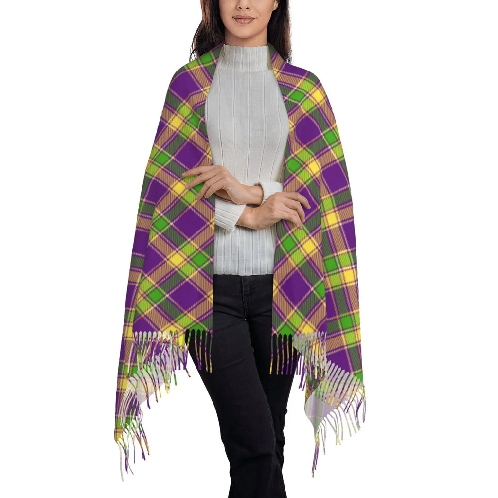 Art Bingfone Plaid Mardi Scarves Scarf Women Gifts- Large Print Gras Cashmere Wrap Soft Elegant Warm Shawl Winter For Feel