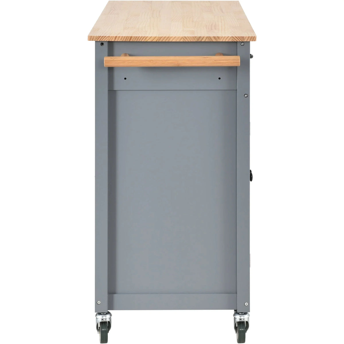 Kitchen Wood Locking - Blue Wheels Grey Top Island Solid Granite with Cart and