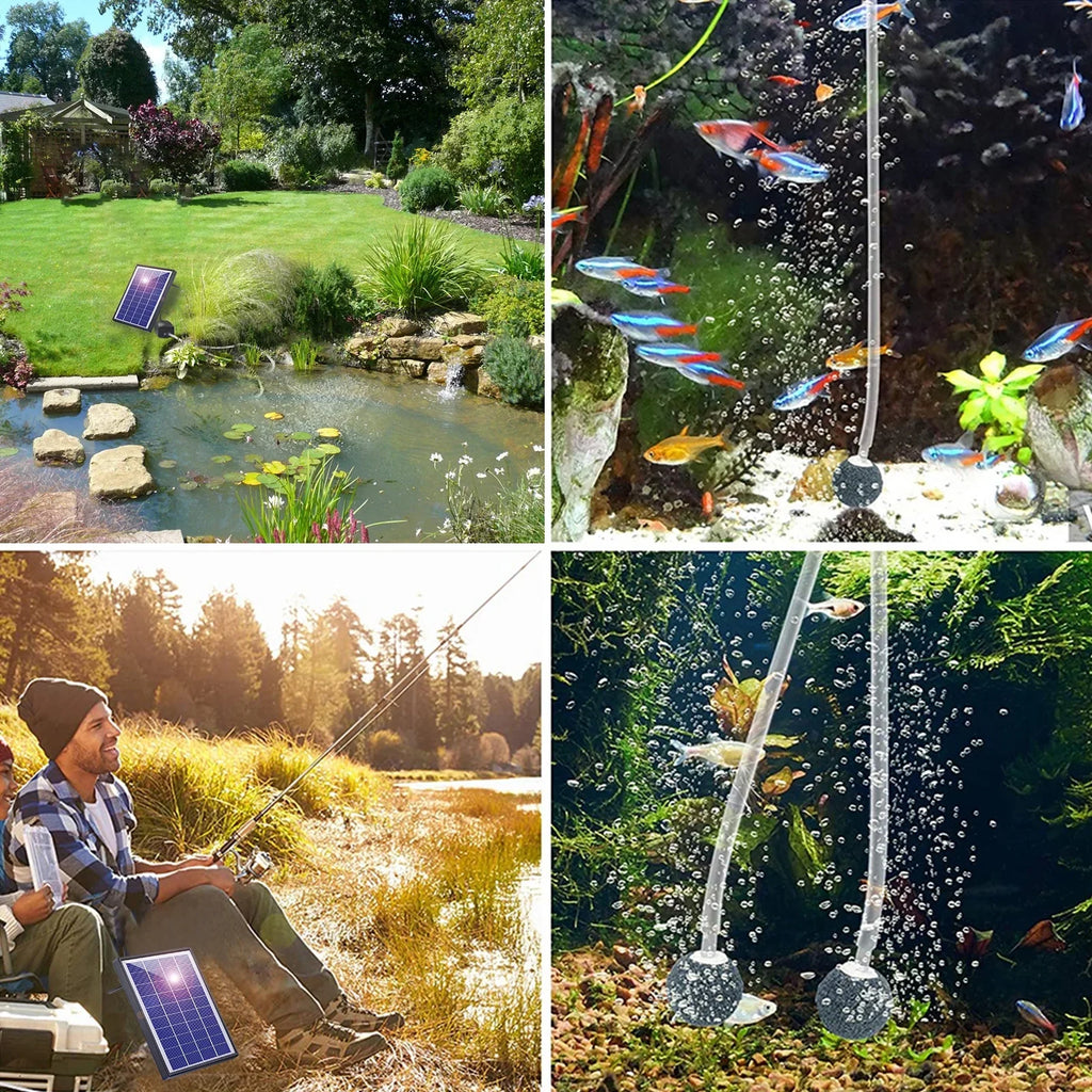 Pump Fish Pump Solar Air Pool 2 Air Oxygenation With Solar 2 Pond Fish Air Pump 2 Aerator With Huiop Bubble With Pipe 2 Bubble Aerator Pipe pump,6w Leeofty Dsfen Pump