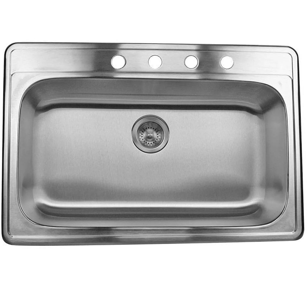 Kitchen 33-inch Drop-in Bowl Single Sink Stainless Steel