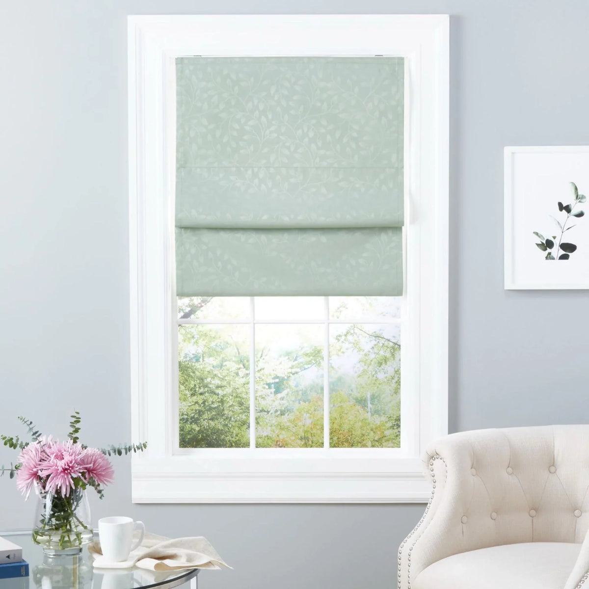 34"x Total Exclusive Bolan Sage Shade, Home Botanical Blackout Roman 64",
