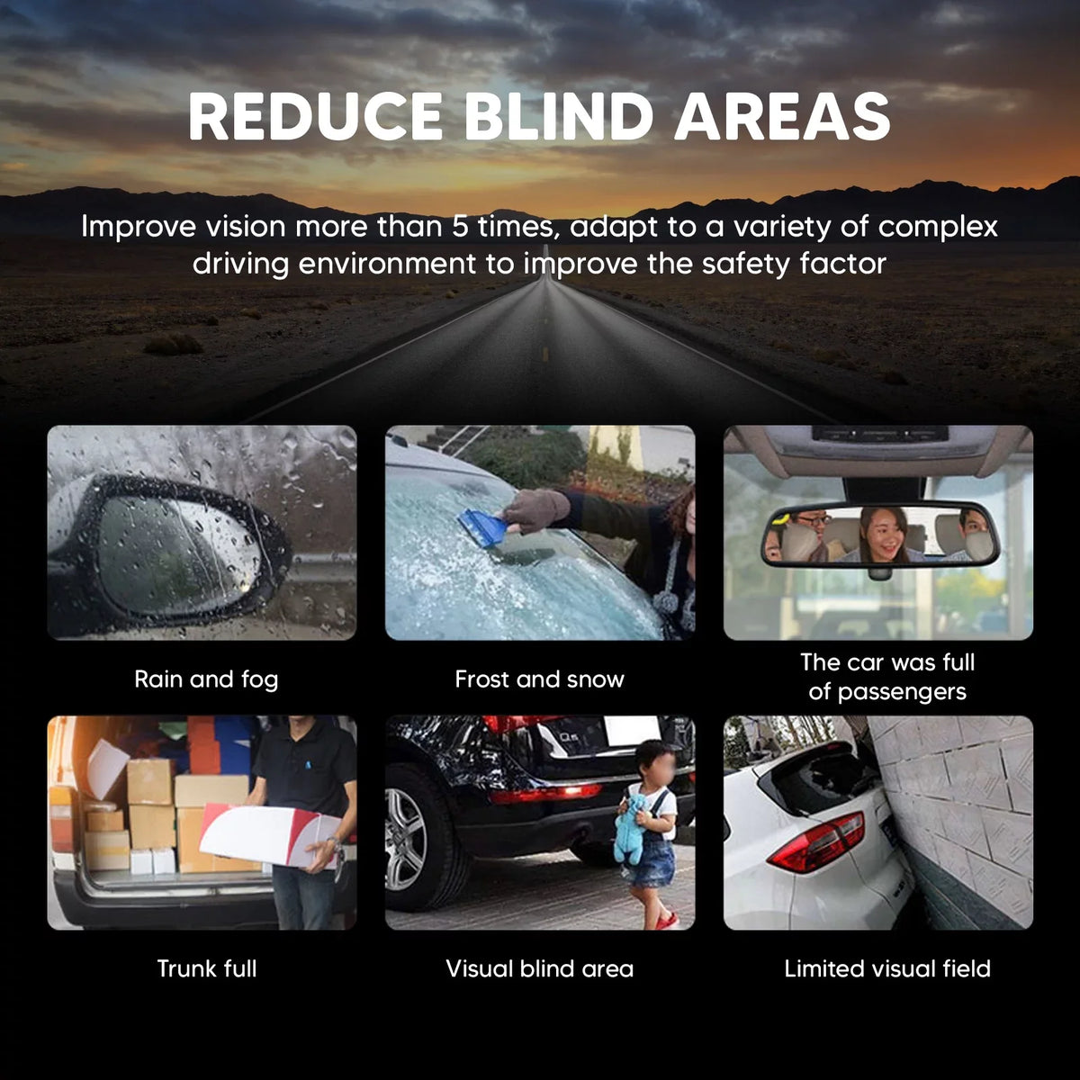Rear Camera Dual Mirror Cam Backup Assistance 4K Dash Monitoring, 12" Vision, Night Super Car Camera Front Reversing and Parking
