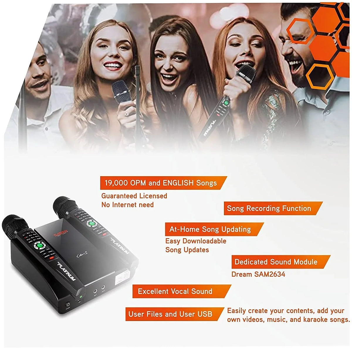 for Built-in MVs with Platinum Aldult Language Kids Display Karaoke Wireless Video TV 2 Machine & Recording Mixed 23K+ Mic Cello2 Songs Upgraded Digital Lyrics 2023 Song