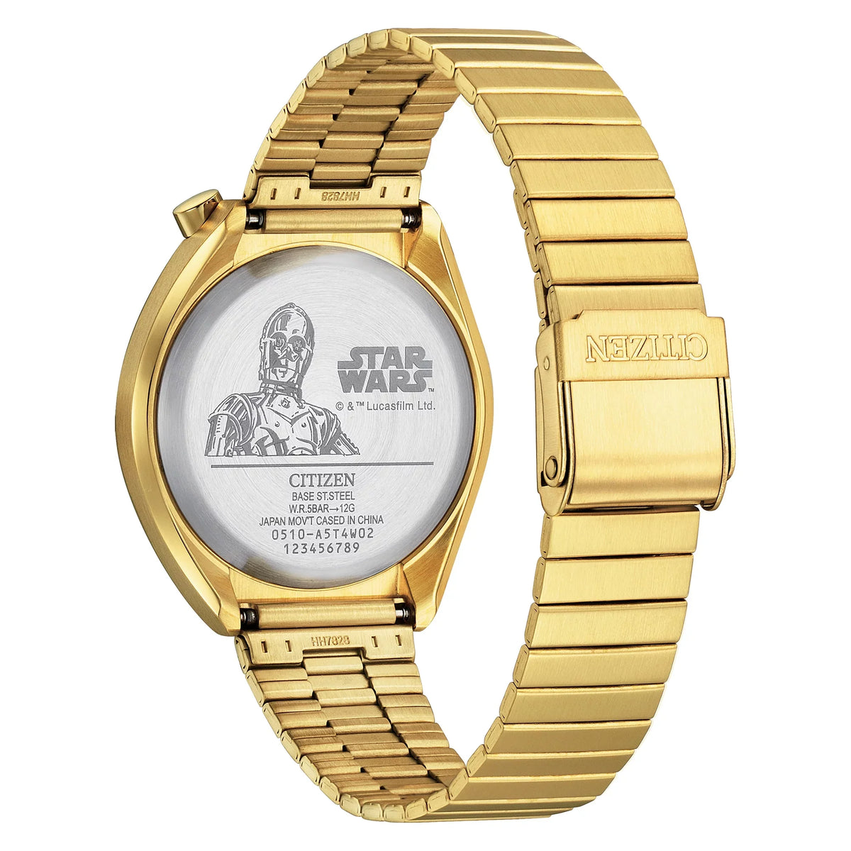Wars Citizen Goldtone AN3662-51W C-3PO Star Unisex Watch Quartz Chronograph
