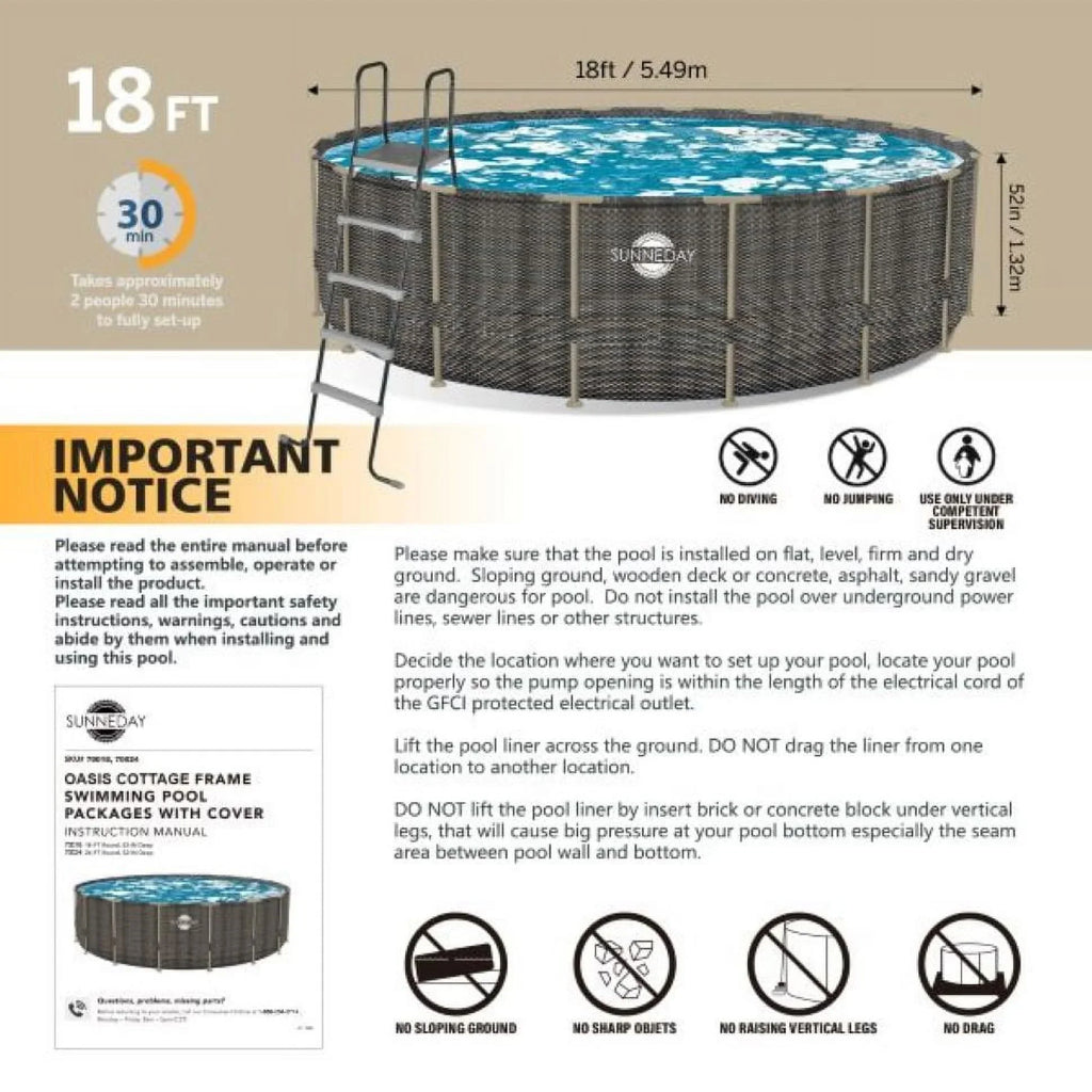 Rattan Sunneday 52 Pool Soft-Sided in. ft. 24 Oasis x Round