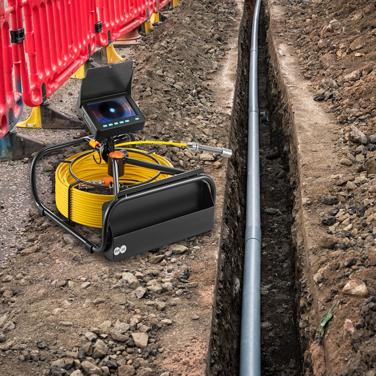 Camera LCD Pipeline Camera FT, Monitor with 6PCS BENTISM Lithium Sewer Function, Camera LED, Camera, 4.3 Inch 98.4 Duct 8500MAH Inspection DVR Battery, Inspection Pipe 30M TFT