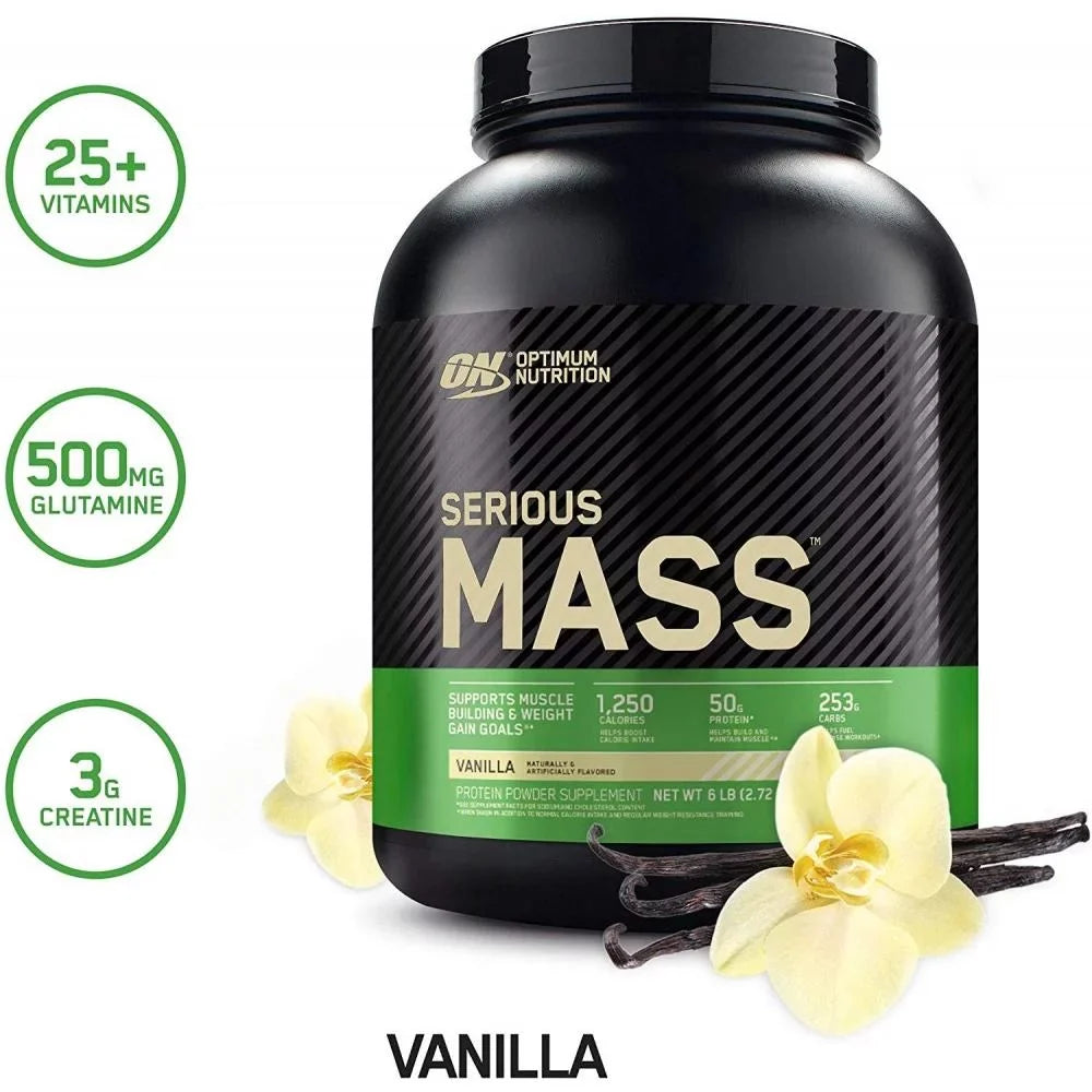 Powder, Protein Gainer Weight Serious Vanilla, Optimum 6.lb Mass, Nutrition,