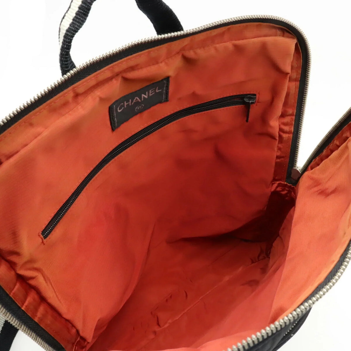 Daypack (Good) Jacquard Pre-Owned Nylon Old Rucksack Line Backpack Travel Chanel Black CHANEL