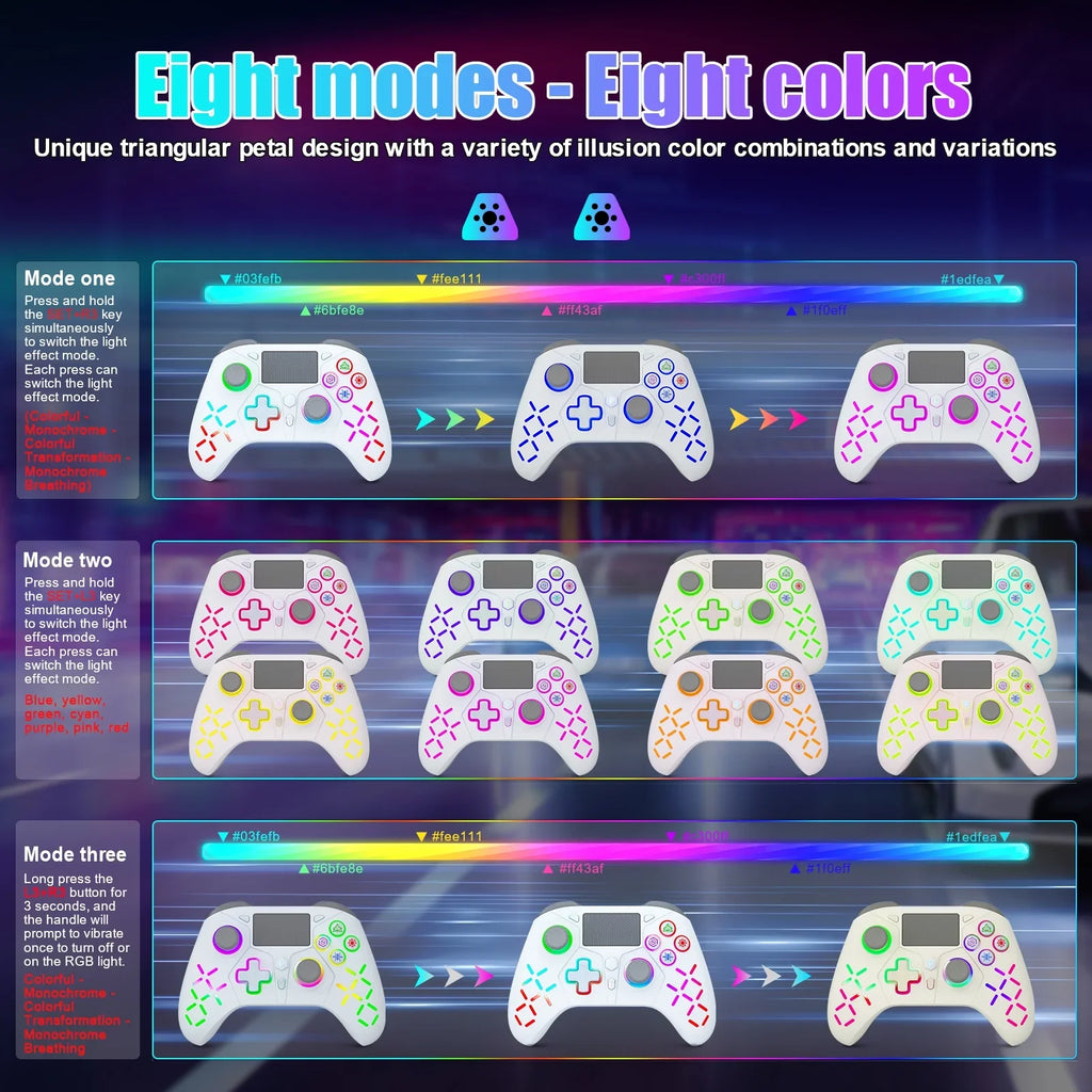 (White) /Slim/Pro Controller Adjustable Compatible with 4 LED Light Wireless for with Playstation RGB PS4,