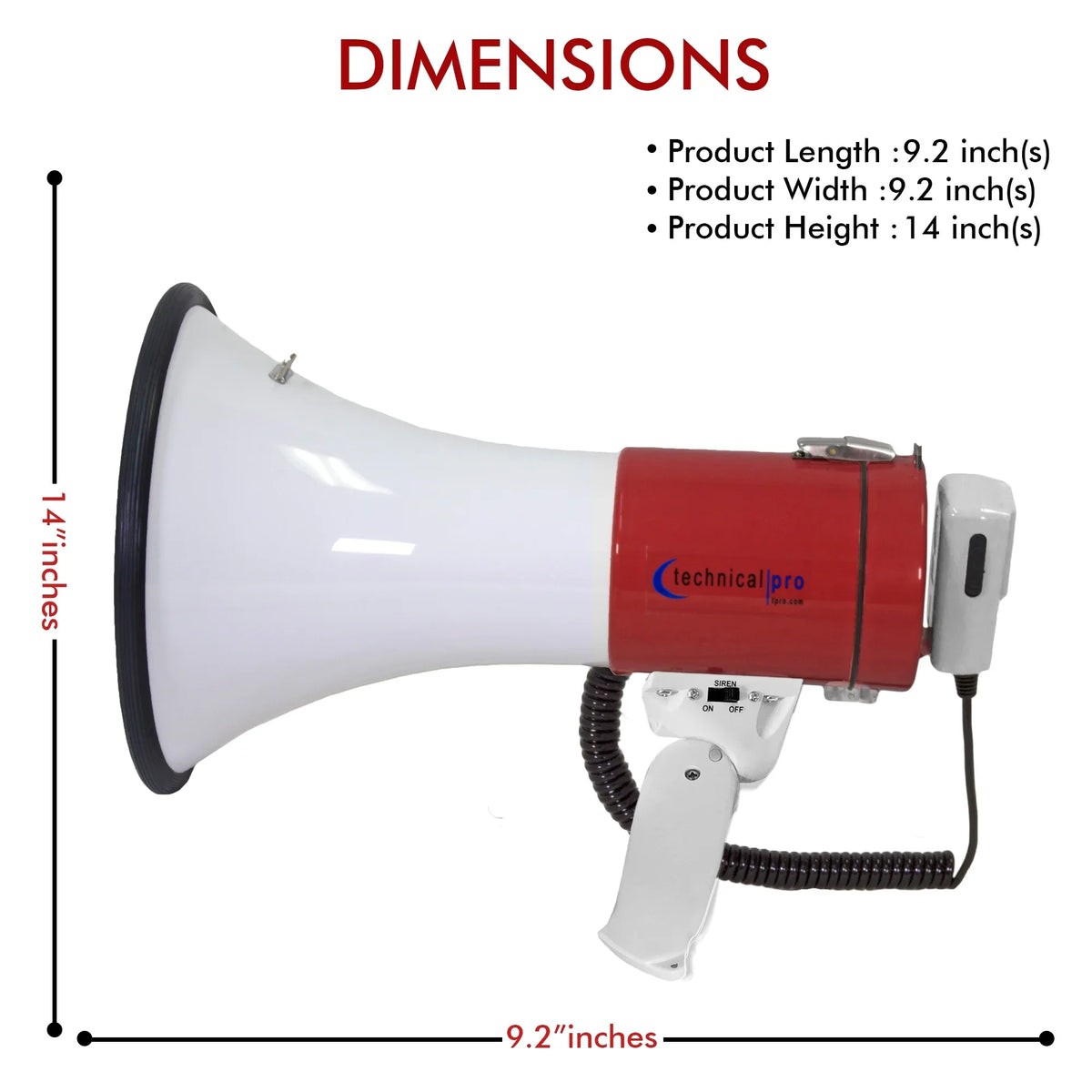 Siren Watts Strap Control Bullhorn for With Pro Range Technical 40 Trainers 800M-1000M Volume Portable Megaphone